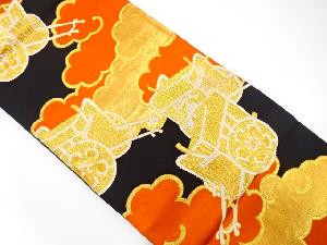 アンティーク　雲に御所車模様織り出し袋帯（着用可）